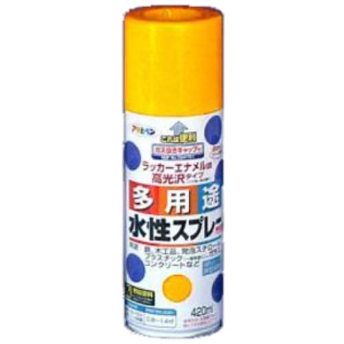 アサヒペン(Asahipen) 水性多用途スプレー　ブライトイエロー　４２０ｍｌ