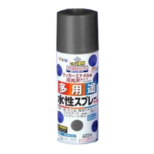 アサヒペン(Asahipen) 水性多用途スプレー　つや消し黒　４２０ｍｌ