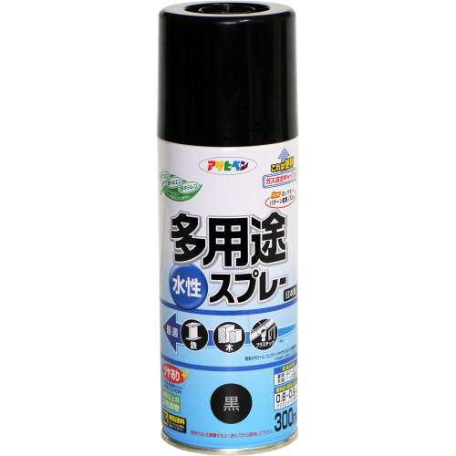 アサヒペン(Asahipen) 水性多用途スプレＳＤ　３００ｍｌ　黒