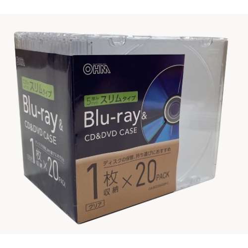 オーム電機　ＢＤ／ＤＶＤ／ＣＤケース　２０パック　ＯＡ‐ＲＣＤ５Ｍ２０Ｐ‐Ｃ