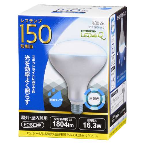 オーム電機　ＬＥＤレフ球　Ｅ２６　ＬＤＲ１６Ｄ‐Ｗ　Ａ９