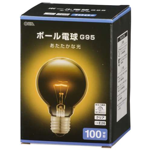 オーム電機　Ｇ９５ボール球１００Ｗクリア　ＬＢ‐Ｇ９６９５Ｋ‐ＣＮ