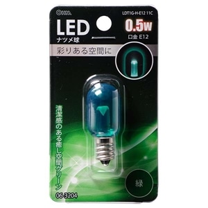 ＬＥＤナツメ球／クリア　口金Ｅ１２　緑　ＬＤＴ１Ｇ‐Ｈ‐Ｅ１２　１１Ｃ