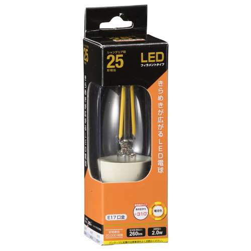 オーム電機　ＬＥＤ電球　Ｅ１７　Ｃ　２Ｗ　クリア　ＬＤＣ２Ｌ‐Ｅ１７　Ｃ６