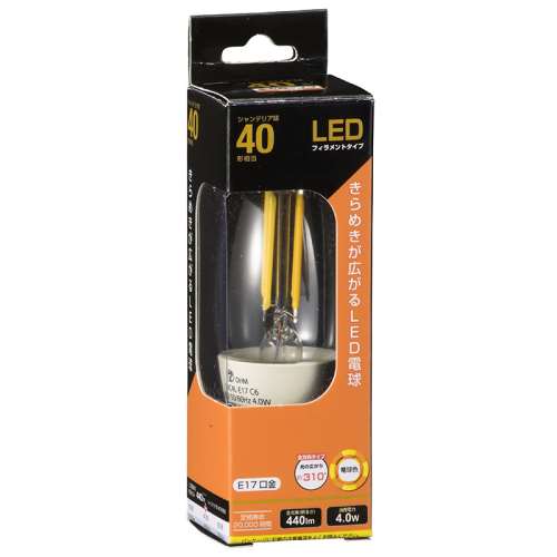 オーム電機　ＬＥＤ電球　Ｅ１７　Ｃ　４Ｗ　クリア　ＬＤＣ４Ｌ‐Ｅ１７　Ｃ６