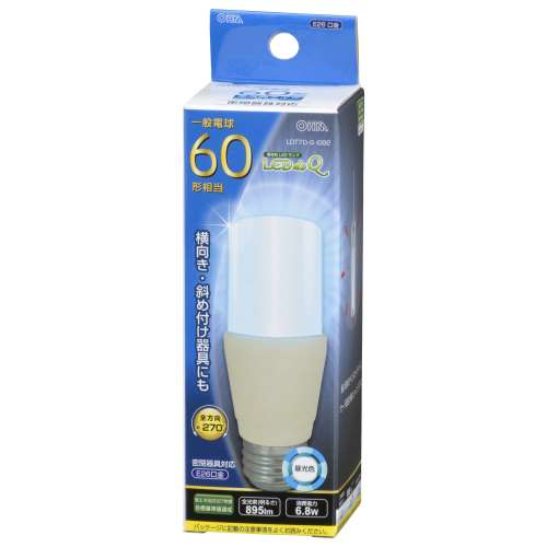 オーム電機　ＬＥＤ電球　Ｔ　Ｅ２６　７Ｗ　昼光色　ＬＤＴ７Ｄ‐Ｇ　ＩＧ９２