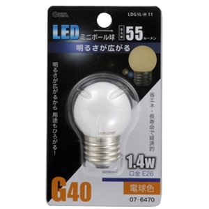 ＬＥＤミニボール球　１．４Ｗ電球色　Ｅ２６　ＬＤＧ１Ｌ‐Ｈ　１１