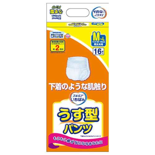 カミ商事　エルモア　いちばん うす型パンツ　Ｍ‐Ｌ　16枚