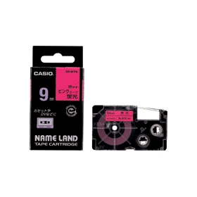 ネームランドテープ　９ｍｍ　蛍光ピンクに黒文字　327698
