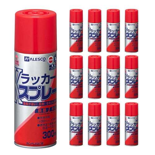 Ｋラッカースプレー　３００ＭＬ　あか　×１２個セット