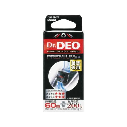 カーメイト　車用　消臭剤　ドクターデオ（Ｄｒ．ＤＥＯ）　プレミアム　エアコン取り付け型　Ｄ２２２　詰め替え用　無香　安定化二酸化塩素　８ｇ　Ｄ２２３