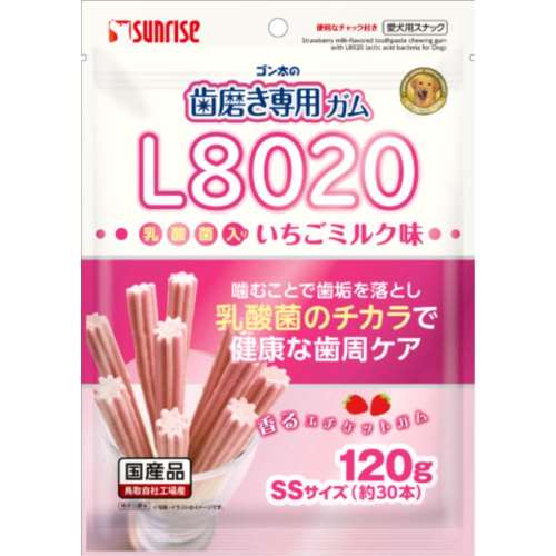 マルカン　サンライズ事業部　ゴン太の歯磨ガムＳＳ　乳酸菌いちごミルク１２０ｇ