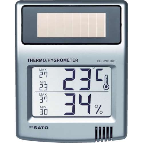 ■佐藤　ソーラーデジタル温湿度計　PC-5200TRH
