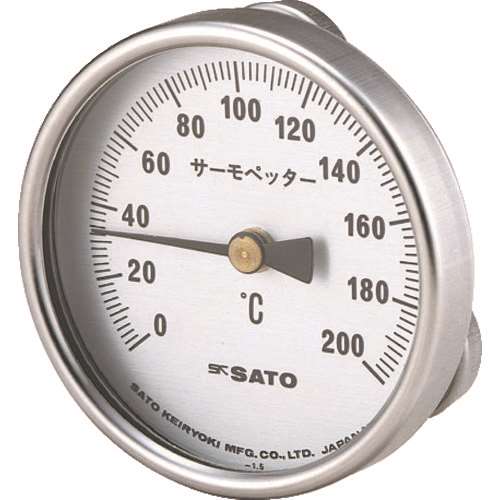 ■佐藤　バイメタル式表面温度計　サーモペッター　０～２００℃　（２３４０‐２０） 234020