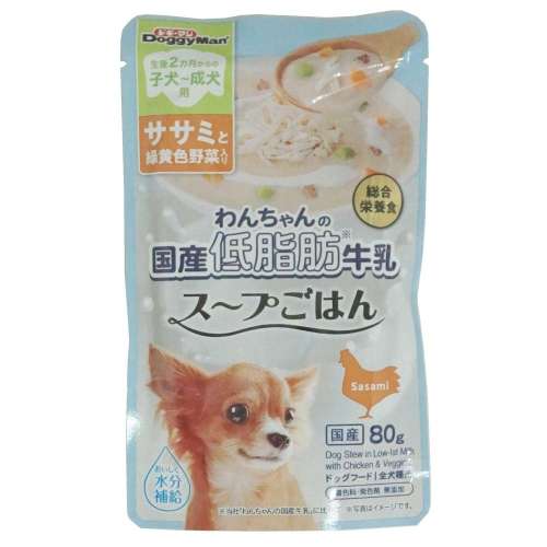 ドギーマン わんちゃんの国産低脂肪牛乳スープごはん　ササミと緑黄色野菜入り80ｇ