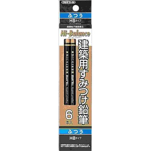 建築用すみつけ鉛筆　ふつう（ＨＢ）６本入　ＫＮＥ６‐ＨＢ