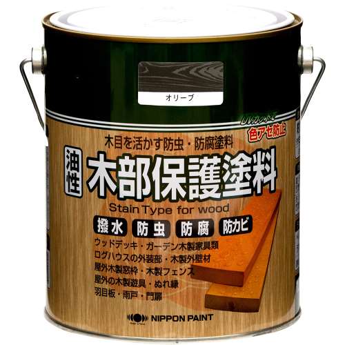 ニッペホームプロダクツ 油性木部保護塗料 オリーブ 1.6L