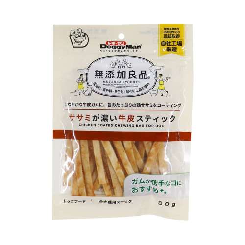 ドギーマンハヤシ　無添加良品　ササミが濃い牛皮スティック　８０ｇ