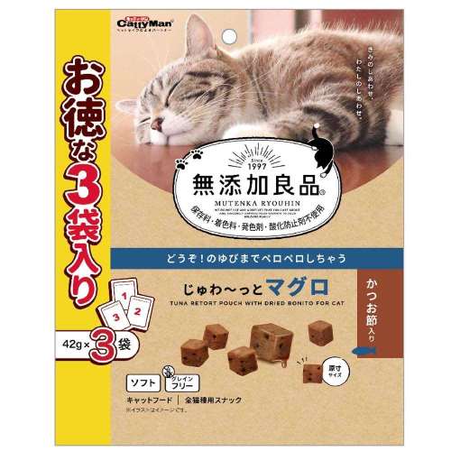 ドギーマンハヤシ　無添加良品　じゅわ～っとマグロ　かつお節入り４２ｇ×３袋