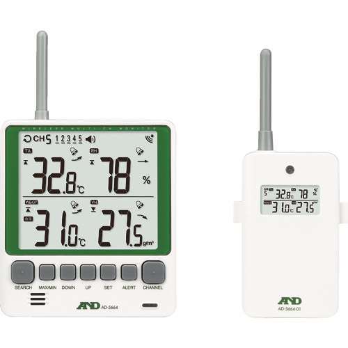 ■Ａ＆Ｄ　マルチチャンネルワイヤレス環境温湿度計　セット　ＡＤ‐５６６４ＳＥＴ AD5664SET