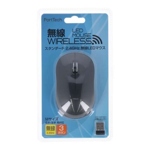 PortTech ワイヤレスマウス　ブラック　ＰＴＭＷ‐７０８６ＢＫＫＮ