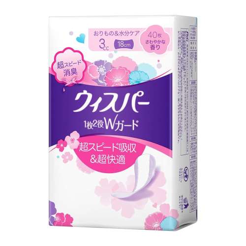 P&G　ウィスパー１枚２役　Ｗガード３ｃｃ４０枚さわやか