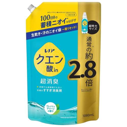 P&G レノアクエン酸ｉｎ超消臭 フレッシュグリーンの香り つめかえ用超特大サイズ 1080ml