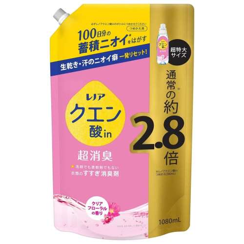 P&G レノアクエン酸ｉｎ超消臭 クリアフローラルの香り つめかえ用超特大サイズ 1080ml