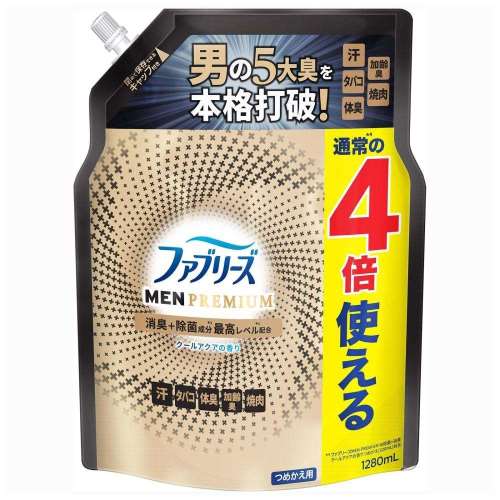 P&G ファブリーズＷ除菌＋消臭 プレミアムメン クールアクアの香り つめかえ用４回分 1280ml