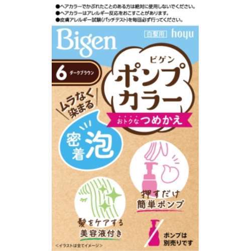 ホーユー　ビゲン　ポンプカラー　つめかえ　６　ダークブラウン