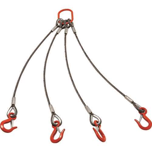 ■ＴＲＵＳＣＯ　４本吊りアルミロックスリング　フック付き　６ｍｍＸ１．５ｍ TWEL4P6S1.5