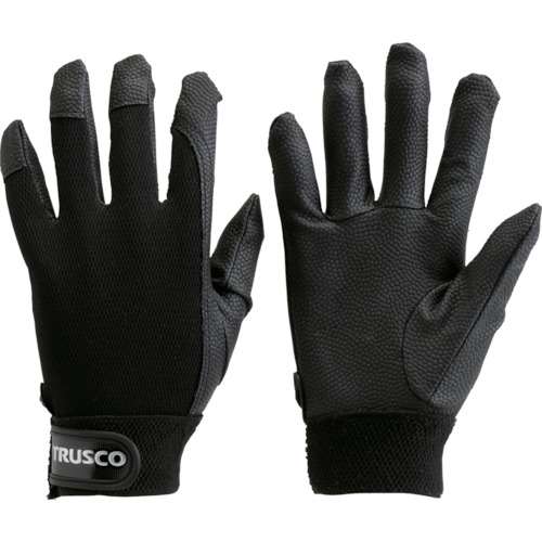 ■トラスコ中山(TRUSCO)　ＰＵ厚手手袋エンボス加工　ブラック　Ｓ　TPUG-B-S
