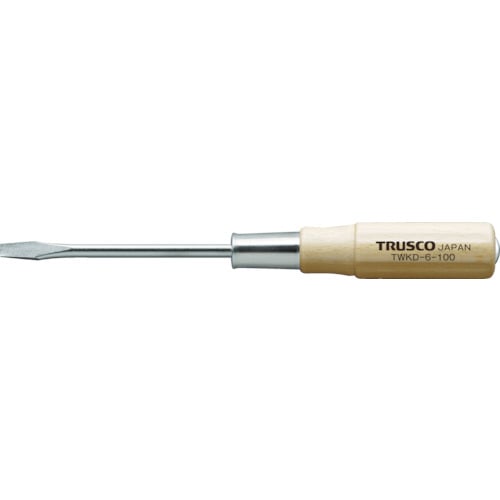■トラスコ中山(TRUSCO)　木柄貫通ドライバー　刃先‐６　１００ｍｍ  TWKD-6-100
