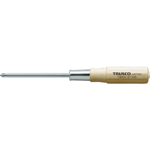 ■トラスコ中山(TRUSCO)　木柄貫通ドライバー　刃先＋２　１００ｍｍ  TWKD-2-100