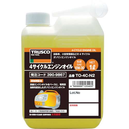 ■トラスコ中山(TRUSCO)　４サイクルエンジンオイル１Ｌ　粘度１０Ｗ‐３０　TO-4C-N2