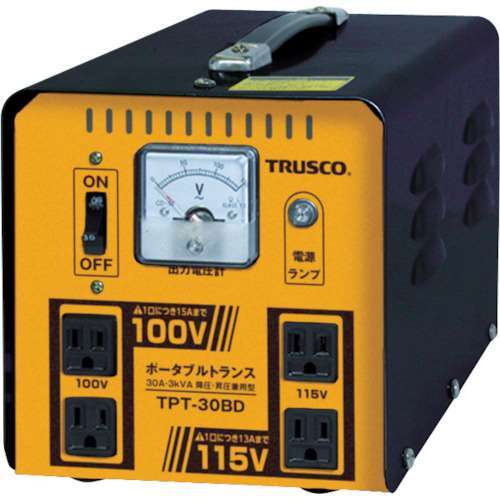 ■トラスコ中山(TRUSCO)　ポータブルトランス　３０Ａ　３ｋＶＡ　降圧・昇圧兼用型　TPT30BD