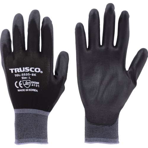 ■トラスコ中山(TRUSCO)　カラーナイロン手袋ＰＵ手のひらコート　ブラック　Ｍ　TGL3535BKM