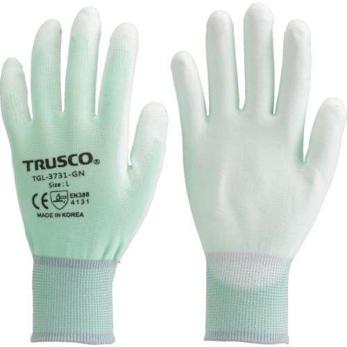 ■トラスコ中山(TRUSCO)　カラーナイロン手袋ＰＵ手のひらコート　グリーン　Ｓ　TGL3731GNS
