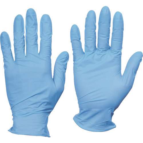 ■ＴＲＵＳＣＯ　使い捨てニトリル手袋ＴＧエアー　０．０６　粉無青Ｌ　１００枚 TGNN06BL