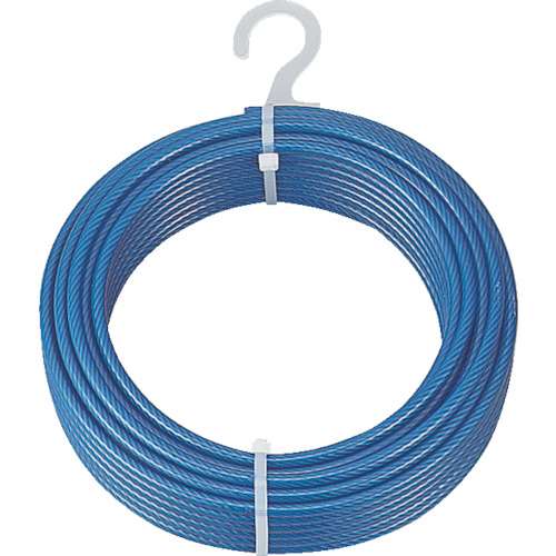 ■ＴＲＵＳＣＯ　メッキ付ワイヤーロープ　ＰＶＣ被覆タイプ　Φ６（８）ｍｍＸ１００ｍ CWP6S100