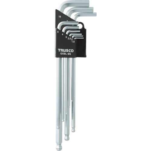 ■トラスコ中山(TRUSCO)　ロングボールポイント六角棒セット　９本組  GXBL-9S (ﾛﾝｸﾞﾀｲﾌﾟ9ﾎﾝｸﾞﾐ 1.5-10MM)