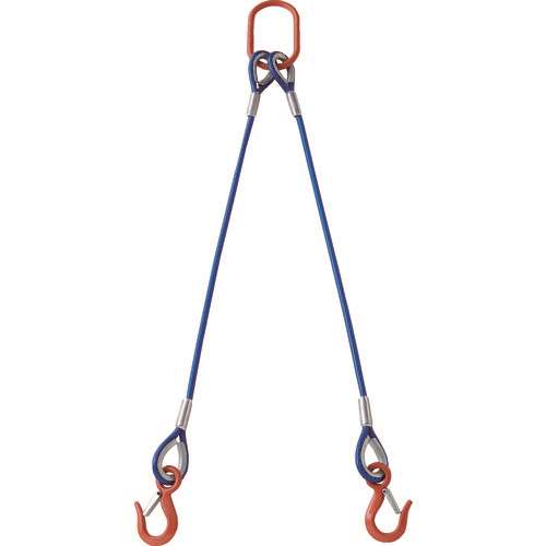 ■ＴＲＵＳＣＯ　２本吊玉掛ワイヤーロープスリング（カラー被覆付）アルミロックタイプ　青透明１Ｍ TWSP2P12S1