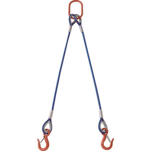 ■ＴＲＵＳＣＯ　２本吊玉掛ワイヤーロープスリング（カラー被覆付）アルミロックタイプ　青透明１．５Ｍ TWSP2P12S1.5