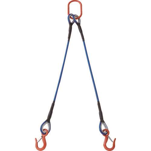 ■ＴＲＵＳＣＯ　２本吊玉掛ワイヤーロープスリング（カラー被覆付）アルミロックタイプ　青透明２Ｍ TWSP2P12S2