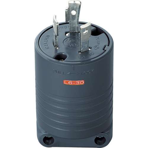■明工　接地２Ｐ３０Ａ引掛プラグ（Ｌ６‐３０）３０Ａ．２５０Ｖ（黒）MH7173B