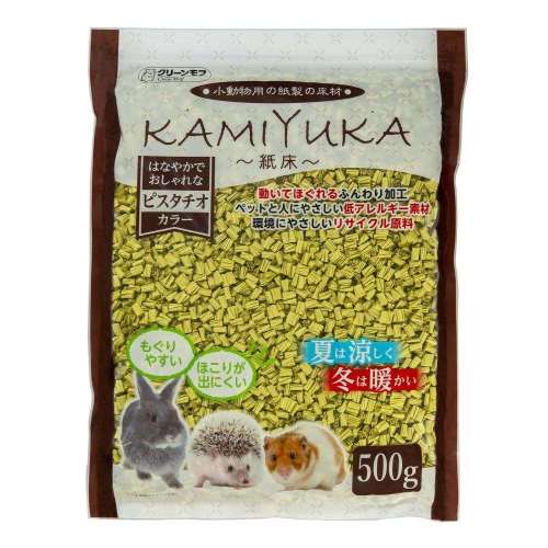 石原紙業　クリーンモフ小動物用床材ＫＡＭＩＹＵＫＡ～紙床～ピスタチオカラー５００ｇ