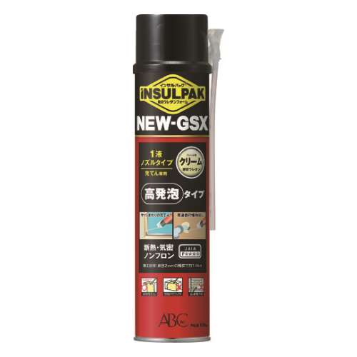 ■ＡＢＣ　簡易型発泡ウレタンフォーム　１液ノズルタイプ　インサルパック　ＮＥＷ‐ＧＳＸ　６３０ｍｌ　フォーム色：クリーム NGSX