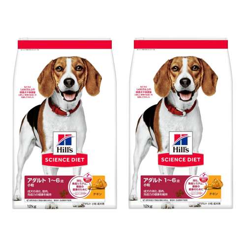 ヒルズ　サイエンス・ダイエット　ドッグフード　アダルト　１歳～６歳　小粒　成犬用　チキン　１２ｋｇ　×２個セット