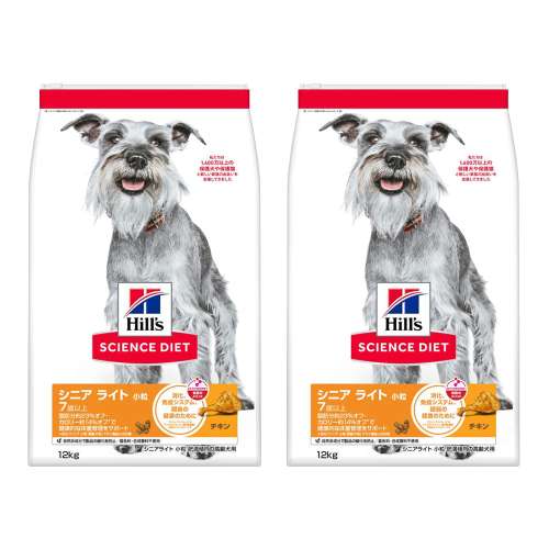 ヒルズ　サイエンス・ダイエット　ドッグフード　シニアライト　７歳以上　肥満傾向の高齢犬用　チキン　１２ｋｇ　×２個セット