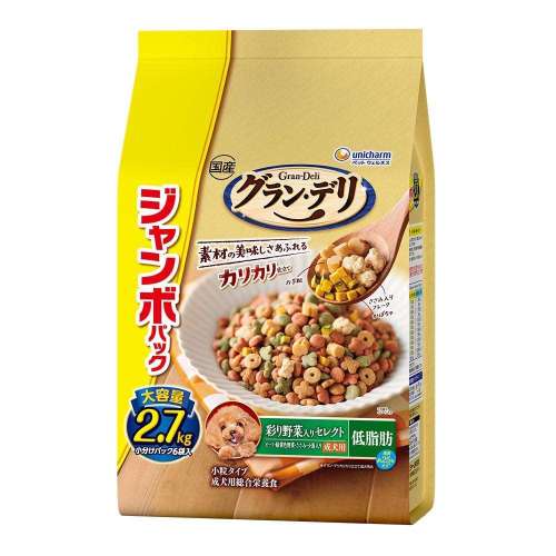 ユニチャーム・ペットケア　グランデリカリカリ　低脂肪野菜　2.7kg